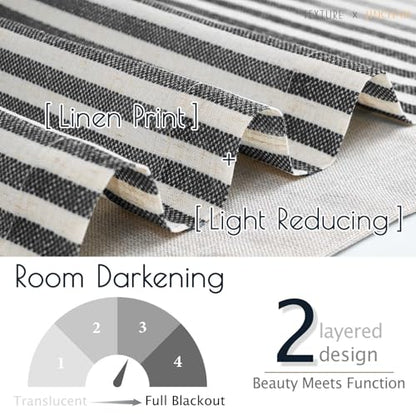 jinchan Stripe Linen Kitchen Valance Curtain, 50x16, 1 Panel, Black - color: Boxter Striped | Black on Linen, size: 50"W x 16"L (Pack of 1)