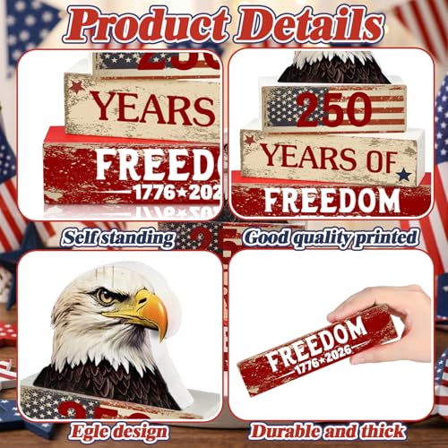 Amyhill 4 Pcs Wooden Sign Decor American Flag - style: American Flag