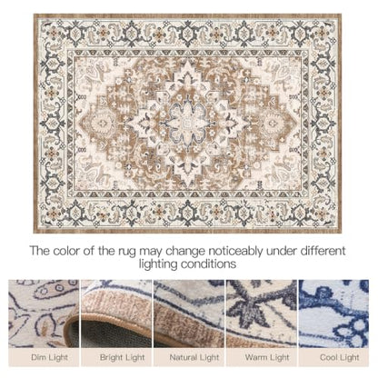 Lofus 3x12 Hallway Kitchen Washable Runner Rug, Entry Long Carpet Brown - color: Floral Brown, size: 3' x 12' (Runner)
