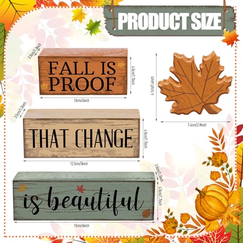 Lineshading 4 Pcs Fall Decoration For Home Wooden Maple Leaf Stacked Decor - style: Maple Leaf