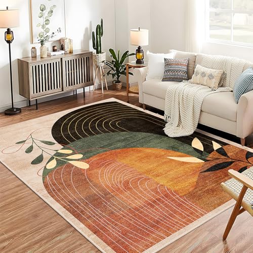 MUJOO 5x7 Area Rugs Washable Non Slip Mid Century Modern Terracotta - color: Terracotta（modern）, size: 5' x 7' (Rectangular)