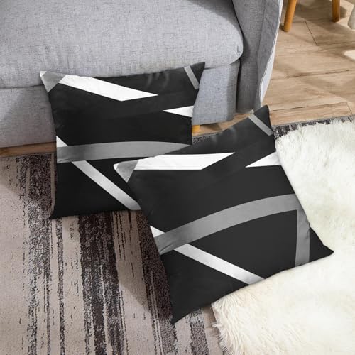 Emvency Throw Pillow Covers Set of 2, 18 x 18 Inch, Stripes Modern Retro - color: Black and Grey 4, size: 18" x 18" (Pack of 2)