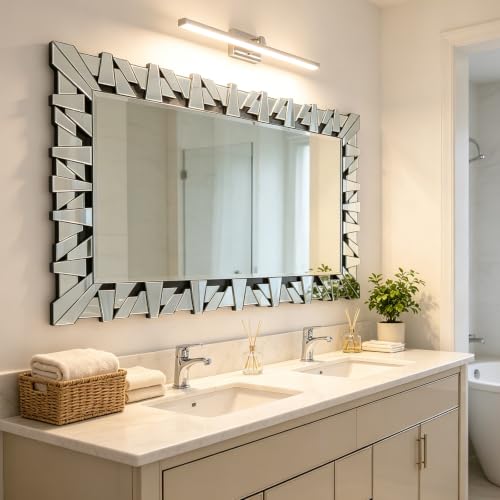32"x47" Rectangular Large Wall Mirror for Decor with Glass Frame - size: 47"L x 32"W