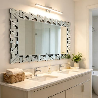 32"x47" Rectangular Large Wall Mirror for Decor with Glass Frame - size: 47"L x 32"W