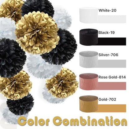 PartyWoo Gold Crepe Paper Streamers 4pcs 328 FT Gold Streamers - color: Gold-9573