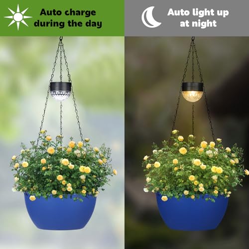 BAYN 2 Packs Solar Hanging Basket Planters for Plants Outdoor - color: Dark Blue