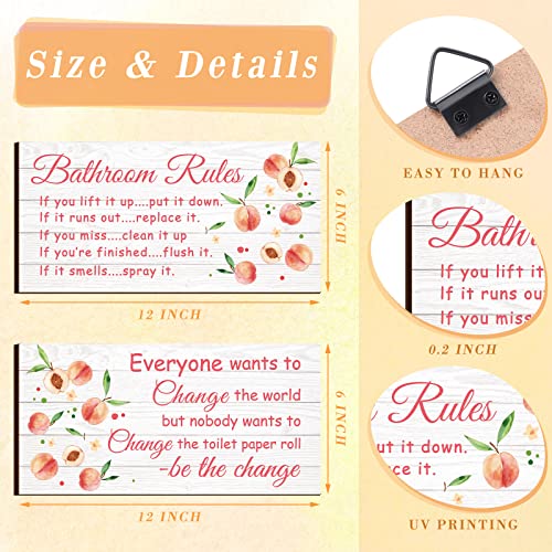 Jetec 2 Pcs Funny Bathroom Signs Wall Decor Farmhouse,Peach Style - style: Peach Style