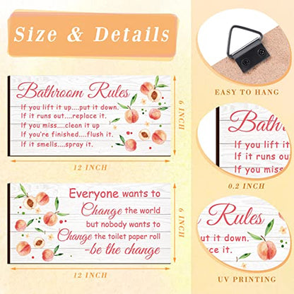 Jetec 2 Pcs Funny Bathroom Signs Wall Decor Farmhouse,Peach Style - style: Peach Style
