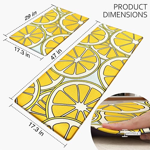 Kitchen Rugs for Floor 2 Pcs Memory Foam Padded Anti Fatigue Kitchen Mat - color: Lemon