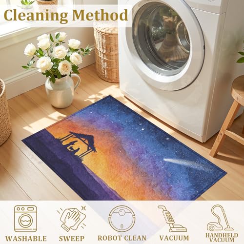 The Nativity of Jesus Bath Mat Rug, Christian Bless Door Mat Doormat Entrance Non-Slip Bathroom Rugs for Entryway Bathroom Kitchen 17 x 30 Inch - color: The Nativity of Jesus