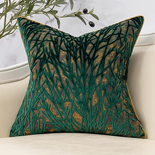 Yangest Green Twigs Throw Pillow Cover Branches Velvet Cushion Case Neutral Pillowcase for Sofa Couch Bedroom Living Room Home Decor,20x20 Inch - color: Green, size: 20" x 20" (Pack of 1)