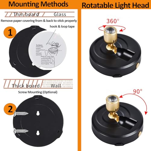 RAHAN Wireless LED Spotlight, 2Pack Battery Powered Picture Lights Puck Lights, Uplighting Indoor with Remote, Stick Spot Light for Wall Art Display Dartboard Painting Artwork Accent Closet - color: Black-G