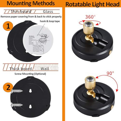 RAHAN Wireless LED Spotlight, 2Pack Battery Powered Picture Lights Puck Lights, Uplighting Indoor with Remote, Stick Spot Light for Wall Art Display Dartboard Painting Artwork Accent Closet - color: Black-G