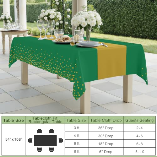 Smiry Disposable Rectangle Plastic 54 x 108 Inch Table Cloth 3 Pack - color: Christmas Green and Gold