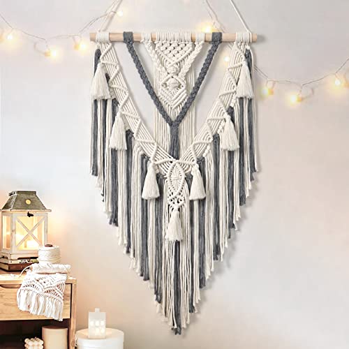Dremisland Macrame Wall Hanging Boho Geometric Woven Tapestry Wall Decor - color: Grey