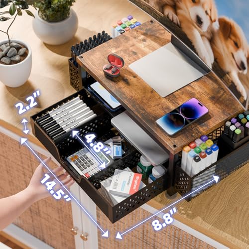 Simple Trending Monitor Stand with Drawer, 2-Tier Laptop Stand, Wood - color: Wood