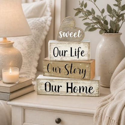Farmhouse Table Decor, 4pcs Our Life Our Story Our Home Decor - style: Home