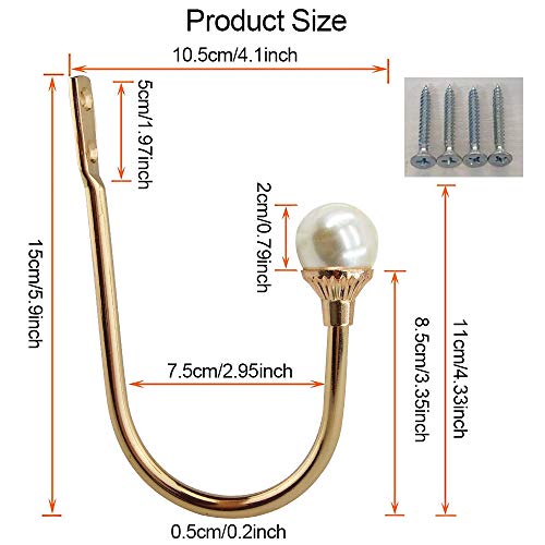 COCIVIVRE 2 Pack Curtain Holdbacks Wall Mounted Curtain Tiebacks Hooks - color: Gold, size: 2 Pack