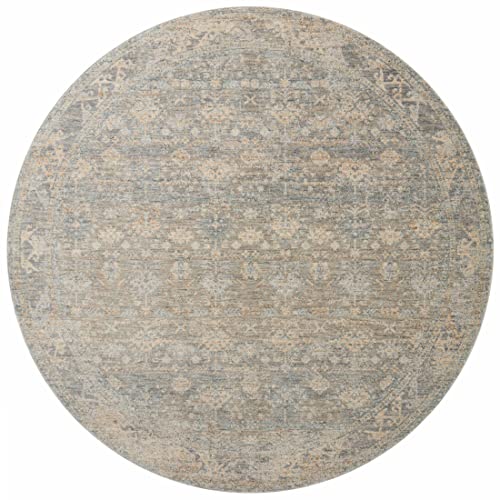 Loloi Angela Rose Blake Sky/Beige 5'-3" x 5'-3" Round Area Rug - color: Sky / Beige, size: 5'3" (Round)