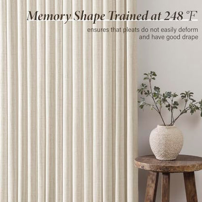 MIULEE Pinch Pleated Thick Linen Curtains 40x80 Inch Birch 4 Panels Set - color: Birch, size: 40"W x 80"L (Pack of 4)