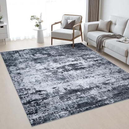 Area Rug Living Room: 4x4 Modern Washable Indoor Carpet Black - color: Black, size: 4' x 4' (Square)