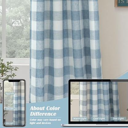 DriftAway Buffalo Plaid Blackout Curtains 2 Panels W52 x L84, Dusty Blue - color: Woven-dusty Blue, size: 52"W x 84"L (Pack of 2)