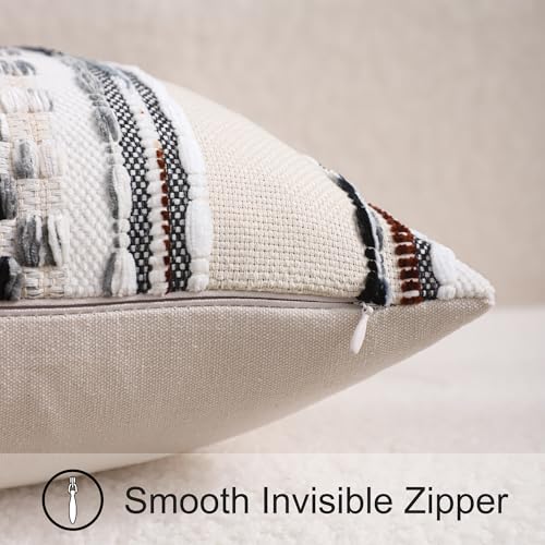Boho Outdoor Throw Pillow Covers 18x18 Set of 2 Black White Grey - color: Black White and Grey