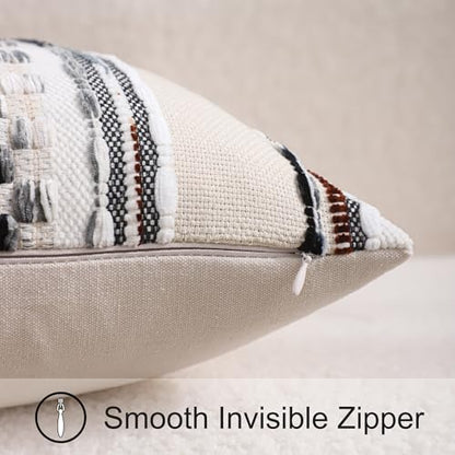 Boho Outdoor Throw Pillow Covers 18x18 Set of 2 Black White Grey - color: Black White and Grey