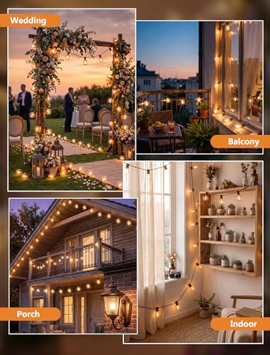 25FT LED G40 Outdoor String Lights with 25 Shatterproof Bulbs, Brown Wire - color: Brown, size: 25Ft