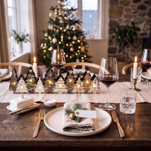 Yousoontic Lighted Christmas Tree Decor, Rustic Xmas Table Centerpieces - style: Brown Pine Tree
