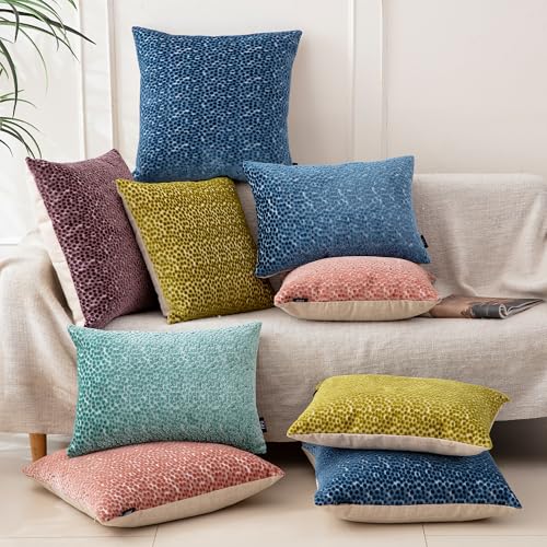 FIFU 20x20 Inch Throw Pillow Covers Set of 2, Jacquard Velvet, Olive Green - color: Olive Green, size: 20" x 20" (Pack of 2)