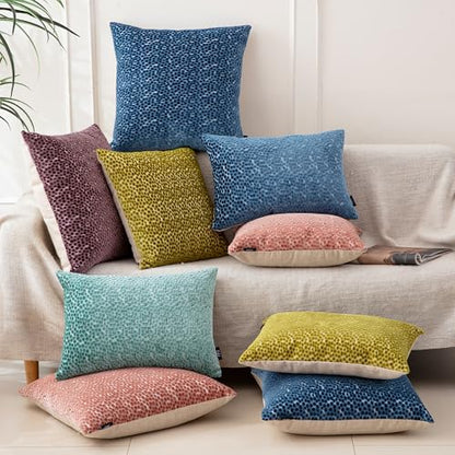 FIFU 20x20 Inch Throw Pillow Covers Set of 2, Jacquard Velvet, Olive Green - color: Olive Green, size: 20" x 20" (Pack of 2)