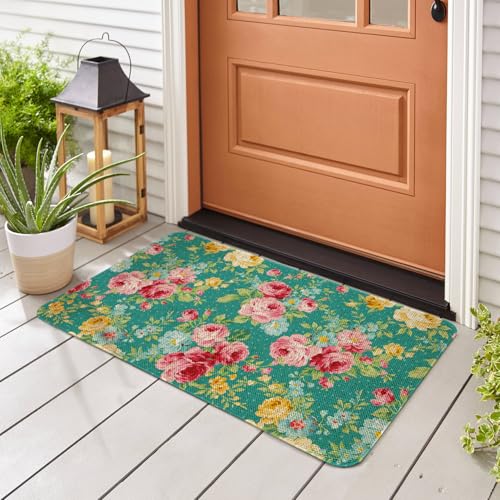 Boho Floral Kitchen Mats Non Slip Farmhouse Flowers Kitchen Rugs Bohemia Home Decor Low-Profile Washable Floor Mat 30x17 Inch - color: Boho Kitchen Mat-05, size: 30x17 inch