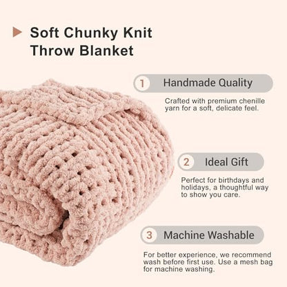 Pink Throw Blanket for Couch, 50"x60" - color: Pink