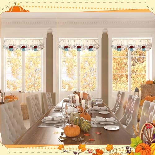 Breling Embroidered Fall Kitchen Curtain Valance for Thanksgiving - style: Pumpkin