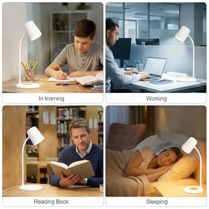 LED Desk Lamp with Speaker 3 Light Colors,Small Desk lamp - color: White