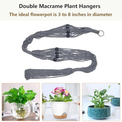 Belit 2 Pack Macrame Plant Hangers, 51 Inch Hanging Plant Holder, Grey - color: Gray, size: 51"- 2 Tier