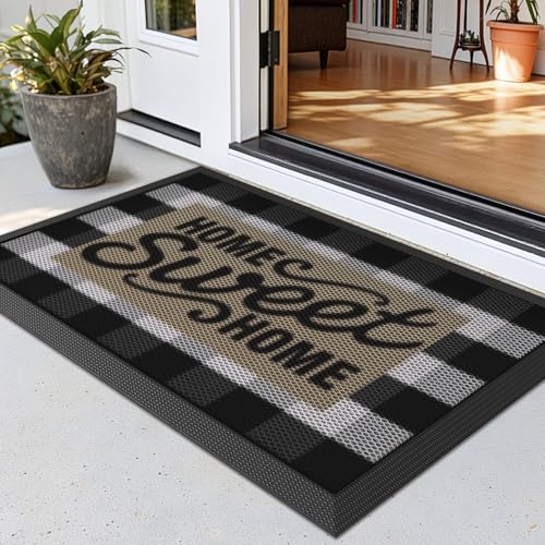 LUMI Outside Welcome Door Mat 17x30, Non-Slip Durable Rubber Easy Clean - color: Sweet Home, size: 17"x30"