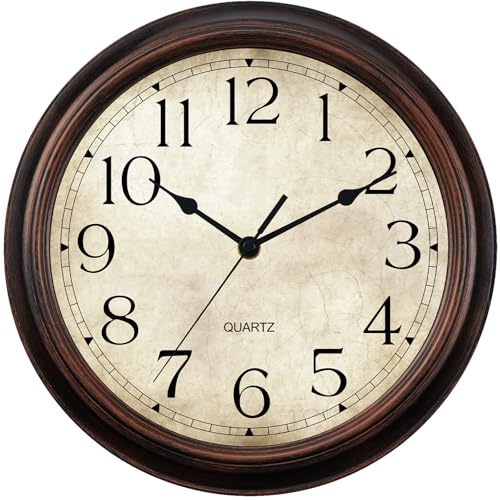 KECYET Wall Clock Battery Operated Vintage Silent Non-Ticking 16" Retro - color: C_light Bronze, size: 16 Inch