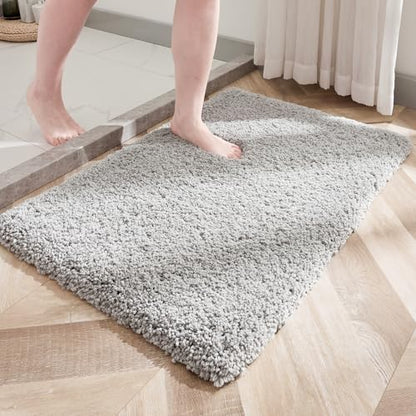 Disolla Gray Bathroom Rugs 20x32, Microfiber Non-Slip Plush Thick Bath Mat - color: Grey, size: 1'8" x 2'8" (20''x32'' Bathroom Rug)