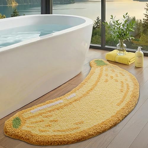 LUMI Cute Bathroom Rug, Absorbent Non Slip Bath Mat, 24"x51", Banana - color: Fruit-banana-large