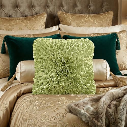 Sage Green Accent Ruffle Decorative Throw Pillow Covers for Bed Sofa Couch - color: Sage Green