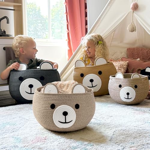 CherryNow Large Baby Basket for Gifts Empty, Cute Bear Design, Light Brown - color: Light Brown, size: 15.7"D x 10.5"H