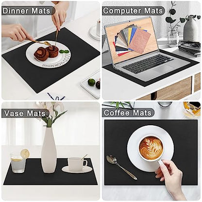 Homaxy PU Faux Leather Placemats for Dining Table, Set of 6, Black - color: Black