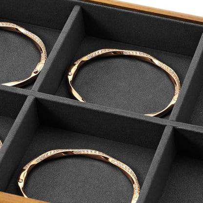 Oirlv Wood Jewelry Tray 6-Compartment Dark Grey - color: Grey, size: 6 grid