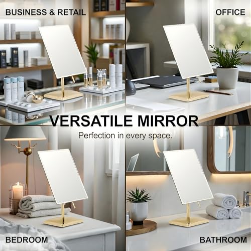 MIRRORVANA Large Free Standing Mirror, Frameless, 9.8" x 7" (Gold) - color: Gold