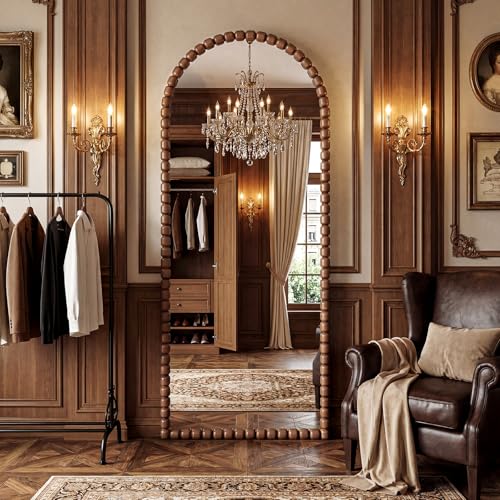 Antique Brown Full Length Mirror 71x28 Inch, Beaded Standing Mirror - color: Antique Brown