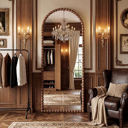 Antique Brown Full Length Mirror 71x28 Inch, Beaded Standing Mirror - color: Antique Brown