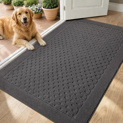 Dirt Trapper Door Mat 32"x 48", Non-Slip Entryway Rugs, Dark Grey - color: Dark Gray, size: 32" x 48"