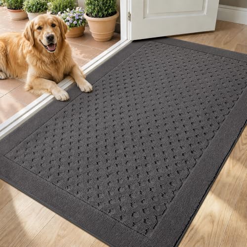 Dirt Trapper Door Mat 32"x 48", Non-Slip Entryway Rugs, Dark Grey - color: Dark Gray, size: 32" x 48"